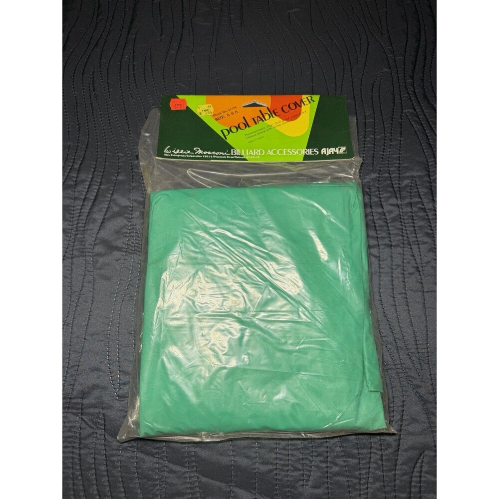 Vintage Ajay Willie Mosconi 8-9 Ft Pool Table Cover Green Vinyl NOS Sealed